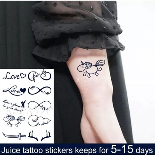 Waterproof Temporary Juice Tattoo Sticker "8" Designs Love Heart Pattern Sword Antlers Flash Tatoo Fake Tatto Art for Men Women