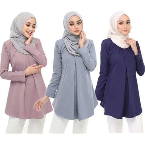 2021 Girls Blouse Long Sleeve Casual Women Top Islamism Blouses for Muslim Women Many Colors Muslim Fashion Women