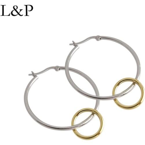 New Fashion Double Circle Earrings For Lady 925 Sterling Silver Simple Earrings Fine Jewelry Wedding Party 2019