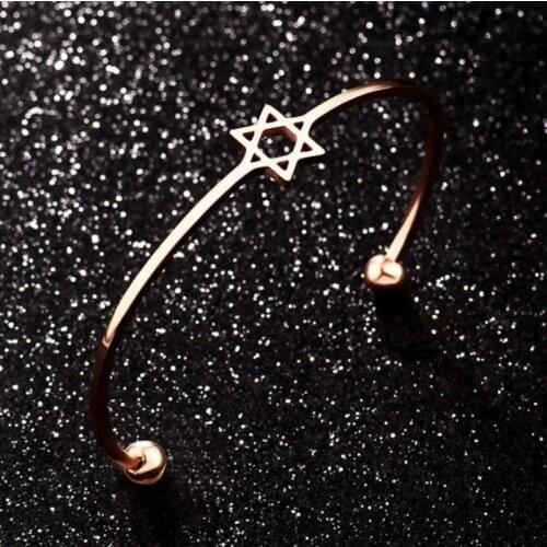 Women Six-pointed Star Bracelet Simple Bangle Jewelry Triangle Metal Cuff Bracelets Lady Gold Silver Square Bangles Dropshipping