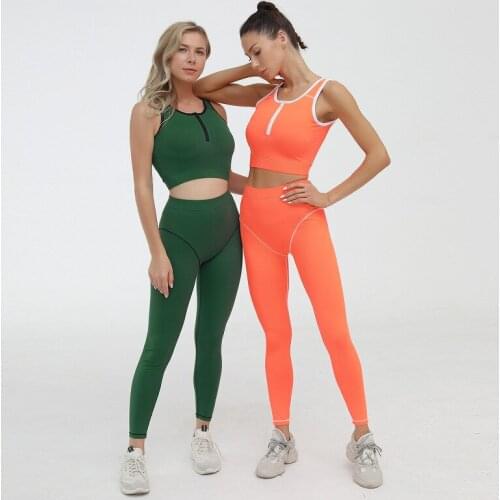 Womens Yoga Workout Set Sports Tights and Tops Bra Yoga Wear Fitness Sportswear Gym High Wais Leggings Trousers Push Ups Runnin