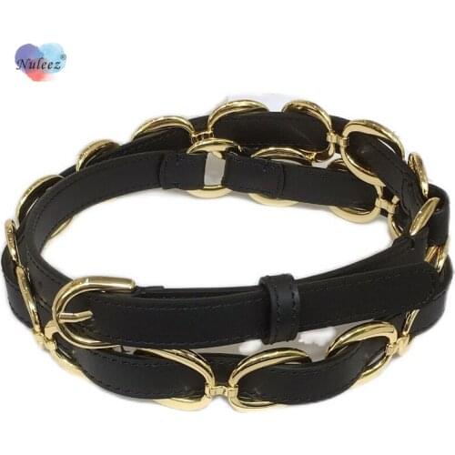 Classical C Brand Genuine Cowhide Skin Cross Gold Chain Belts Women Dress Decoration Elegant Accessories for Ladies Wearing