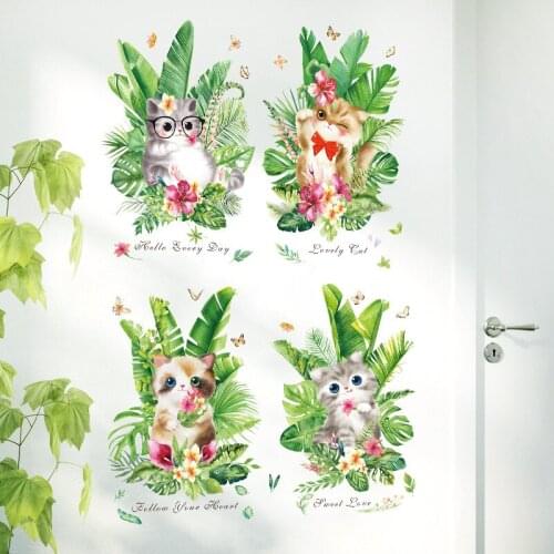 Zollor Plants and Flowers kitten Porch Wall Sticker Bedroom Living room Bedroom Living room Creative Decoration Stickers