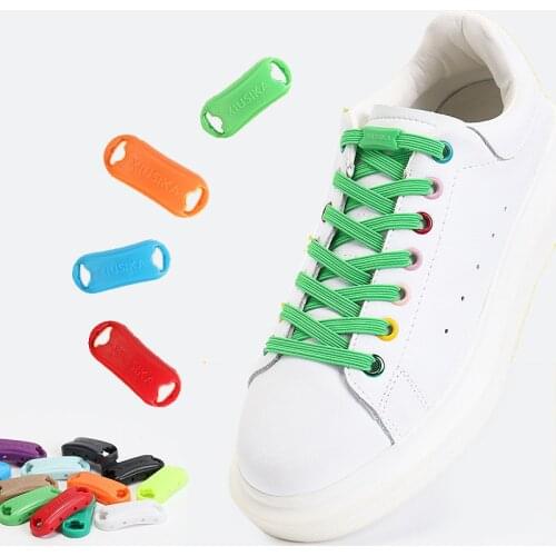 1 Pair Elastic Shoelaces Suitable Flat Plastic Snap Lock No Tie Shoelace For All Shoes Sneakers Lazy Laces Unisex T27-2