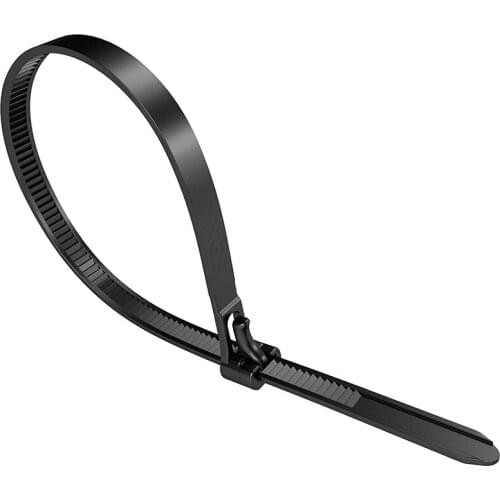 GTBL 100Pcs Live Buckle Reusable Nylon Cable Tie Black 7.4 mm x 250 mm