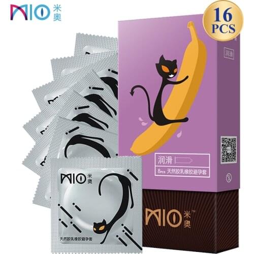 MIO Extra Lubrication Ultra-Thin Condom 16pcs Natural Latex Water Soluble Smooth Penis Sleeve Sex Intimate Goods for Men