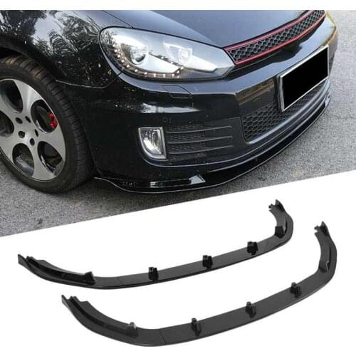 3Sections Front Bumper Splitter Lip UV Resistant Replacement for MK6 GTD 2009 2010 2011 2012 2013 ABS High Gloss UV Protected