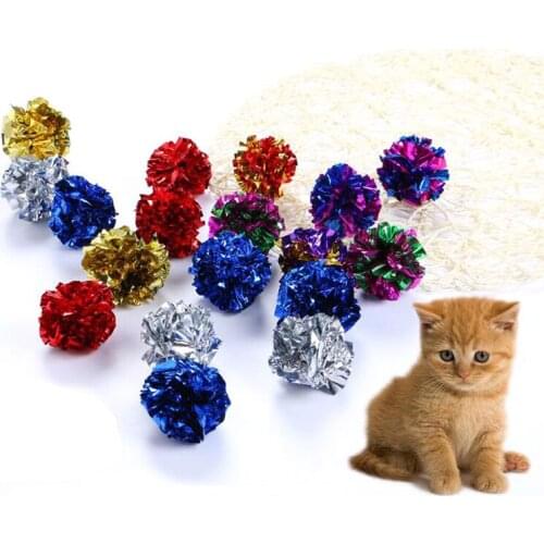 4 pieces/lot) Cute Multicolor Cat Ball Toys Sound Paper Kitten Playing And Chewing Pet Cat Interactive Products Drop Shipping