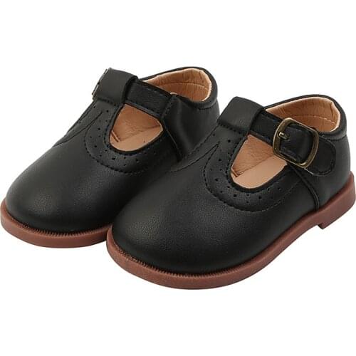 White Brown Black Kids Leather Shoes for Little Girl Princess Shoes School Performance Black Dress Shoes For Boys And Girls 1-6T