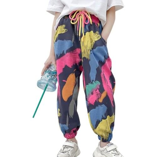 Big Girls Pants Graffiti Pattern Girl Pants Children Casual Style Children Pants Spring Autumn Girls Clothes 6 8 10 12 14