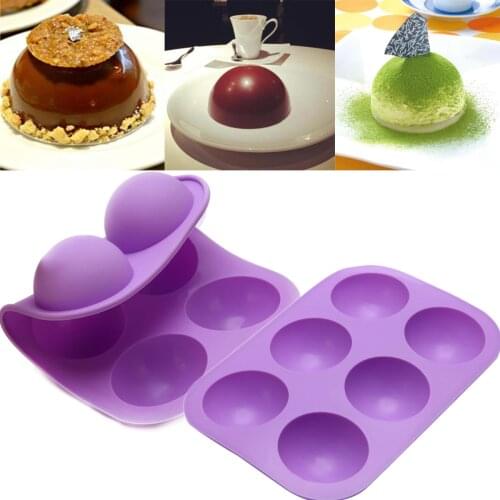 19.5x13.5cm Silicone Baking Mold Half Ball Sphere Mould DIY Chocolate Cupcake Cake Molds 6 Holes Kitchen Bakeware Tool