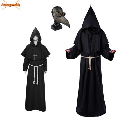Christian Costumes Kids Monk Cosplay Plague Doctor Masks Halloween Costumes for Kids Witch Latex Masks Carnival Black Death