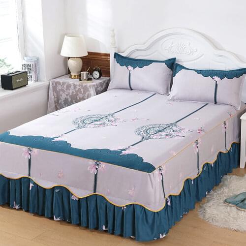 1 Pcs Bedding Set Fitted Sheet Bed with Skirt Linen Sheets Printing Fitted Bed Sheet For Home Mattress Cover With NO Pillowcases