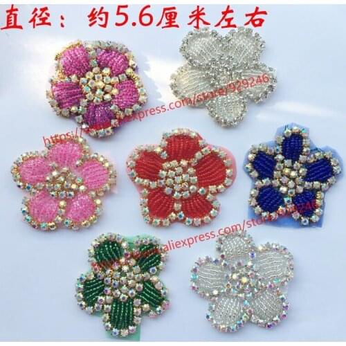 Beautiful red pink flower trims sapphire green purple AB white crystal flower applique garment shoes bags decorative accessory