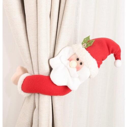 Creative Christmas Curtain Buckle Xmas Window Decoration Santa Claus Snowman Elk Christmas Curtain Buckles Home Decor