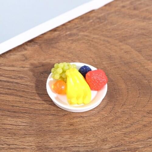 New 1/12 Dollhouse Miniature Accessories Mini Fruit Plate Simulation Furniture Food Tray Model Toys For Doll House Decoration