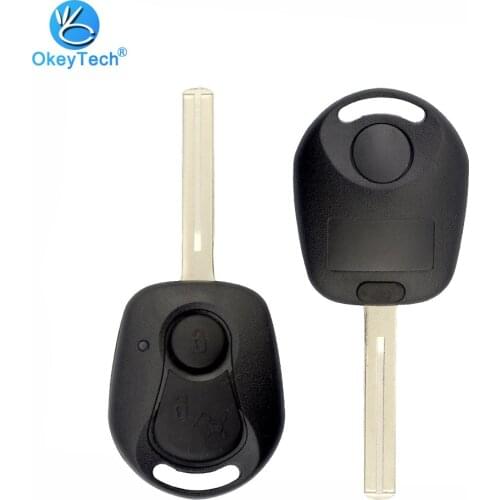 OkeyTech for Ssangyong Key Shell 2 Button Uncut Blank Blade Remote Car Key Cover Case Replacement Fob for Ssangyong Actyon Kyron