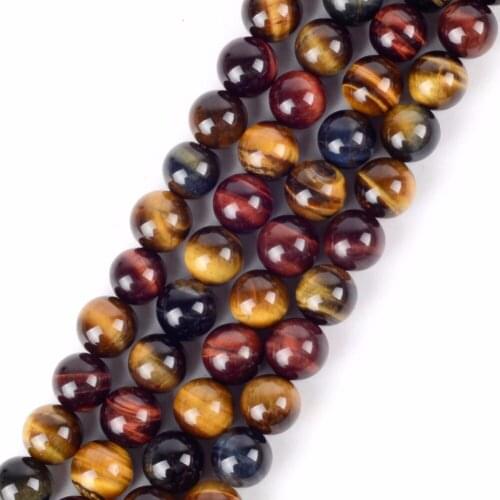 Wholesale Round Mixed Color Tiger Eye Stone Loose Beads Diy Jewellery 4 6 8 10 12mm 15" Natural Stone Beads For Jewelry Making