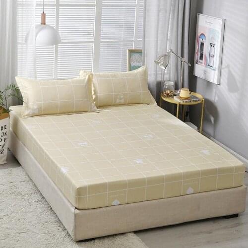 25Plaid Printed Bed Sheet With Pillowcase High Quality Elastic Band Sheets Soft Polyester Fitted Sheets Printing Bed Mattress