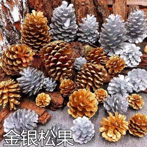 Christmas tree gift pendant window wedding scene layout golden pine cone