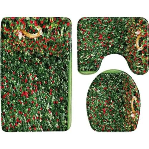 Safflower Green Leaves Bath Mat Plant Landscape Anti-Slip Shower Water Absorption Bathroom Set Rug Floor Mat Bathroom Products