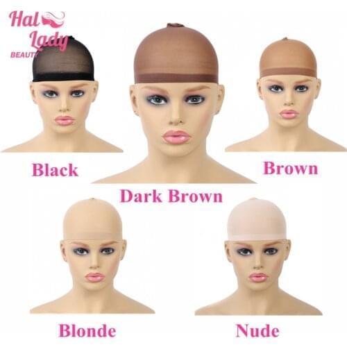 12 Pieces/Pack Wig Cap Hair net for Weave Hairnets Nets Stretch Mesh Wig Cap for Making Wigs Free Size Blonde Brown Nude Color