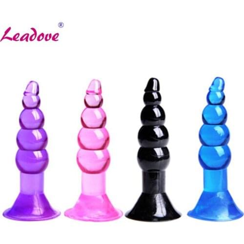 Silicone Mini Anal Butt Plug Jelly Toys Anal 4 Beads Real Skin Feeling Adult Sex Toy Sex Products for Women Men GS0145