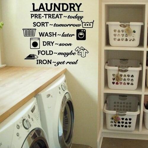 Laundry Room Wall Decals Label Wall Iron Appointment Bathroom Home Decor Wall Paper Viny Waterproof Shop Window Stickers Y458
