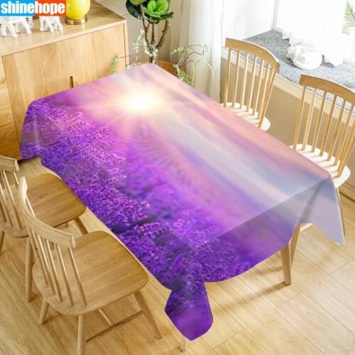 New Arrival Custom Flowers Lavender Table Cloth Waterproof Oxford Fabric Rectangular Tablecloth Home Party Tablecloth