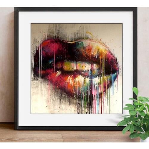 Cross Stitch Diamond Painting Colorful Mouth Picture Of Rhinestones Diamond Embroidery Scenic Gift Mosaic Home Decor Gift