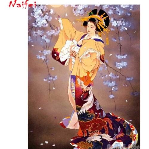 Japanese woman 5D DIY Diamond Painting Full square Round Rhinestone embroidery girl Diamond Mosaic Cross Stitch Kits New arrival