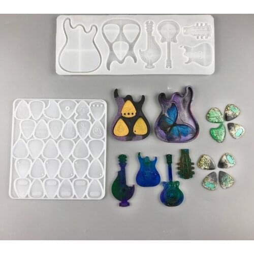 Guitar Picks Epoxy Resin Mold Guitar Plectrums Keychain Pendant Storage Box Silicone Mould DIY Crafts Mold