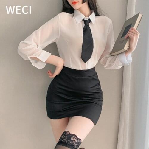 WECI Classic Women Teacher Suit Outfit Sexy Hot Erotic Fantasias Costume Sexshop Secretary Uniform Cosplay Sex Crazy Excitement