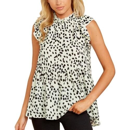 Womens Tops Casual Floral Print Cap Sleeve Ruffle Neck Sleeveless Loose Babydoll Shirt Blouse Tunic Top Ladies Clothing