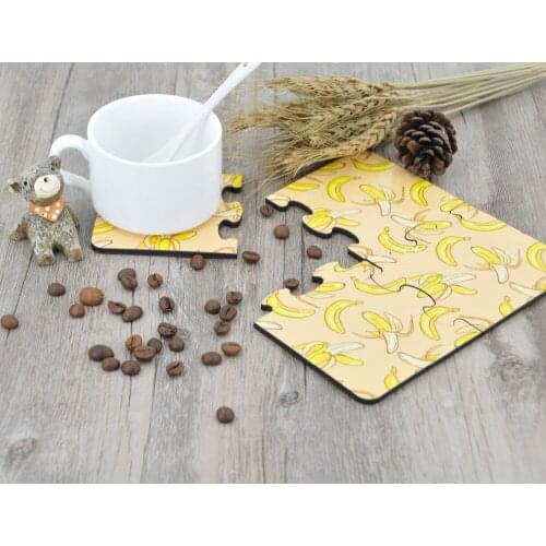 10set/lot DIY sublimation blank Wooden table placemat coaster Puzzle With Cork kitchen accessories bar mug drink pads Coaster