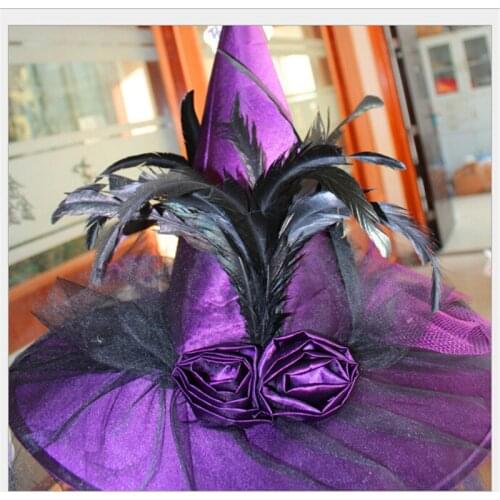 2018 Cool Adult Women Purple and white Witch Hat For Halloween Costume Accessory Hot Sale Costume Party Props