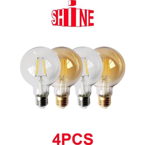 4pcs/lot Chrismas Hot Size Filament Bulb G80 E27 6W Bombillas 220V-240V Chrismas Decor Vintage Lamp Home Decoration
