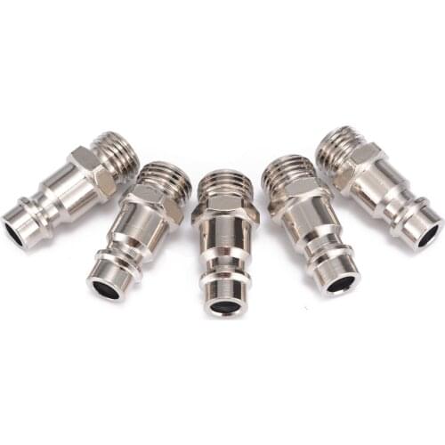 5pcs Air Quick Connector 1/4" BSP Male Air Line Hose Compressor Connector Euro Quick Coupler Release Pneumatic Fitting Connector