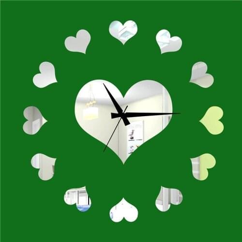 Love heart Acrylic wall clock living room minimalist fashion art hanging table clock Creative DIY personalized watches