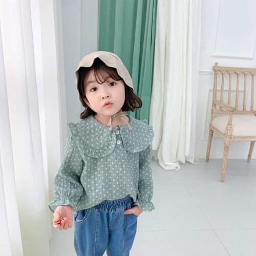2 3 4 5 6 Y Toddler Girls Blouses Korean Fashion Print Lapels Kids Clothes Long Sleeves Tops for Girls Autumn Baby Child Shirts