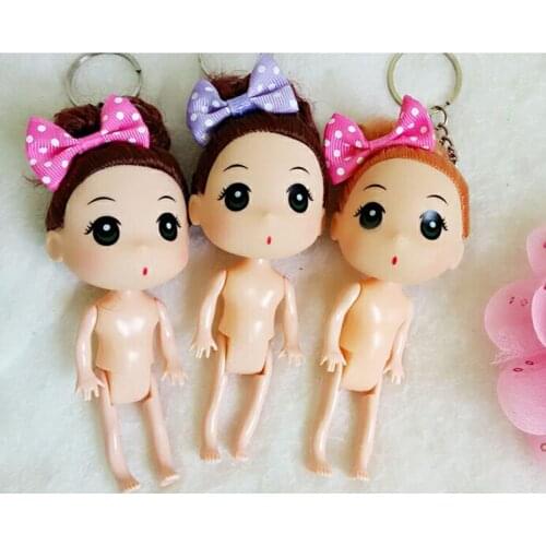 100pcs/Lot Mixed Colors 12CM Naked Doll Keychain DIY Dolls Key Chain Nude Naked Doll Keychain Princess Wedding DIY Keyring