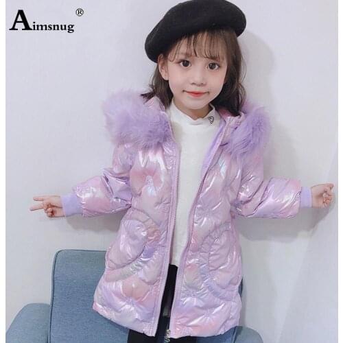 Girls Down Cotton Jackets Kids Clothing 2021 Winter Hooded Top Outerwear Autumn Sheer Fur Coats Children Zipper Long Jacket