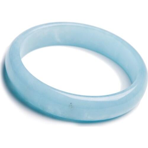 Drop Shipping Natural Blue Ocean Gems Stone Round Charm Crystal Bangle Bracelets For Women Inner Diameter 60mm