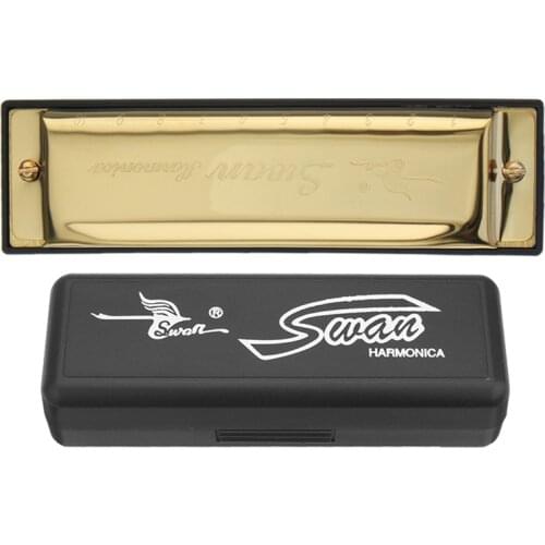 Harmonica Blues Harp Gold Color 10 holes 20 tones key of C mouth Organs Accordions for Blues Jazz Folk music wind harmonica