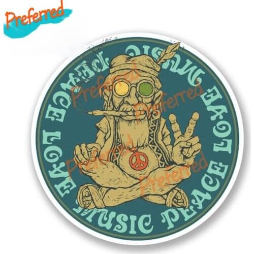Interesting Peace Love Music Sticker Decal Symbol Hippy Weed Camper Car Styling Motorcycle Decal Funny Fashion Car Sticker
