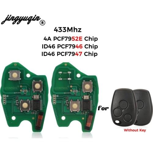 Jingyuqin 2/3 Buttons 434Mhz Remote Car Key Circuit Board Fob PCF7952E 4A Chip For Renault Clio Scenic Kangoo Megane