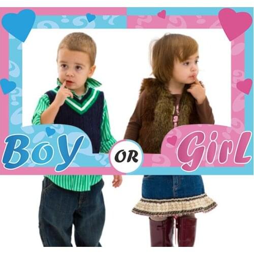 JQSYRISE 1Pcs Boy Girl Photo Booth Props Frame Happy Birthday Party Kids Baby Shower Gender Reveal Photobooth Props Supplies