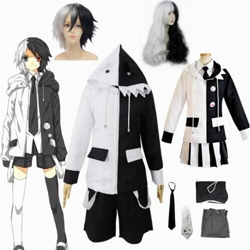 Anime Danganronpa V3: Killing Harmony Monokuma Unisex Coat Shirt Skirt Tie Socks Set Cosplay Costume