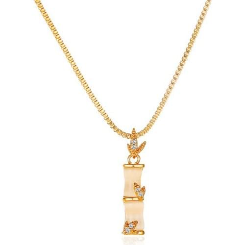 Creative Womens Bamboo Shape Pendant Necklace Exquisite Charming Gold Silver Color Clavicle Chain Fashion Party Jewelry Gift