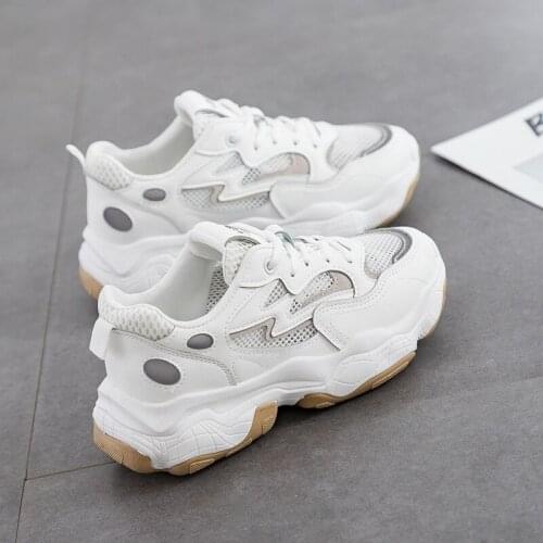 Leather Mixed Colors Dad Shoes Women 2021 Spring New Bottom Casual Sports Shoes Sneakers Student Single Shoes Women